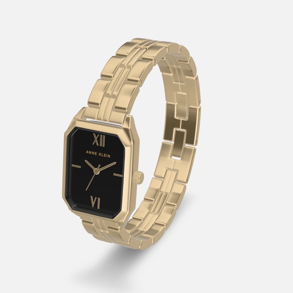 Anne Klein Gold Bracelet Watch with Black Dial Brand New